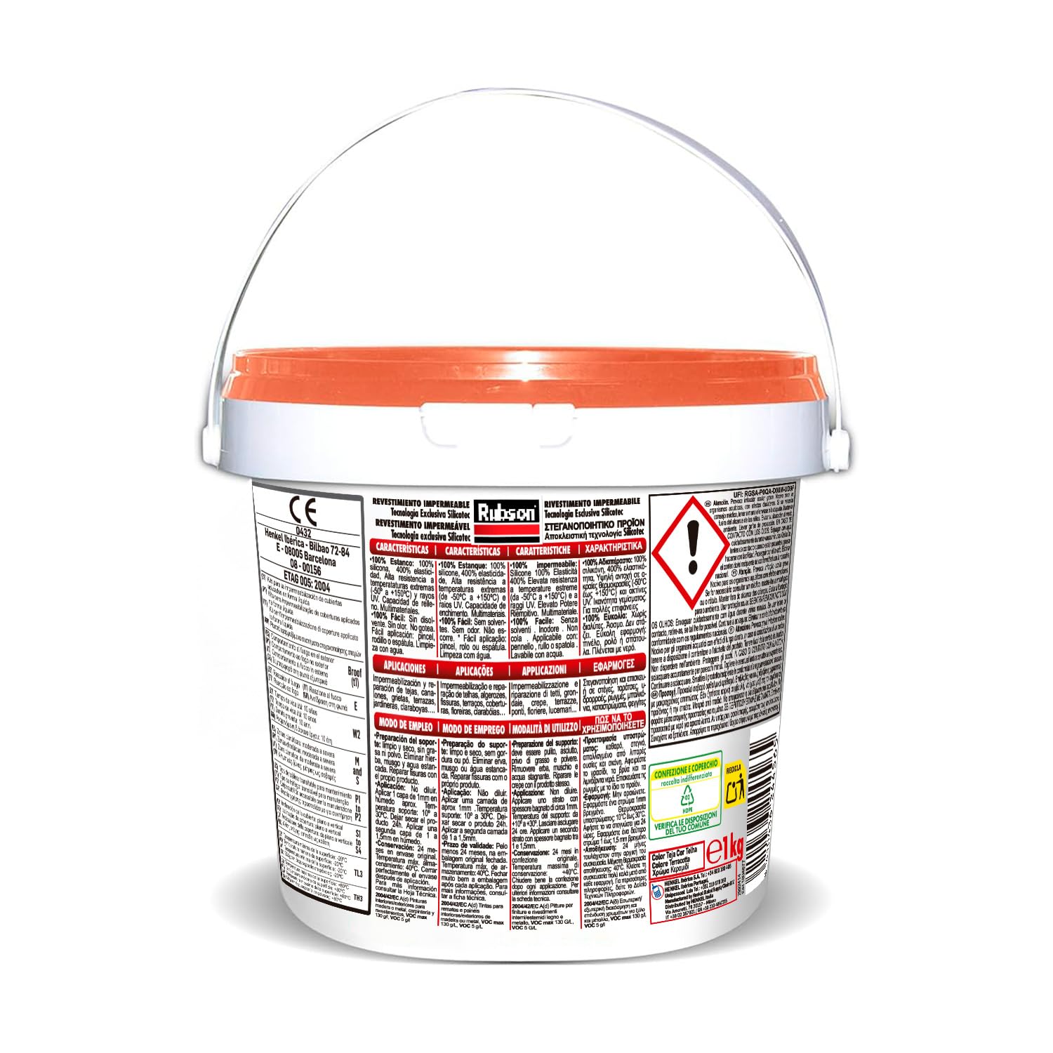RUBSON Aquablock Silicone Liquido SL3000, Guaina liquida impermeabilizzante a base d'acqua, Sigillante isolante impermeabile tecnologia Silicotec, Silicone impermeabile, 1 Confezione da 1 kg