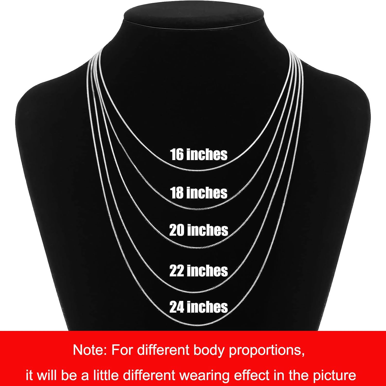 Matoa Solid 925 Sterling Silver Chain 1mm Italian Box Chain Necklace for Women, Thin & Strong Necklace Chain 16/18/20/22/24 Inch - Image 6