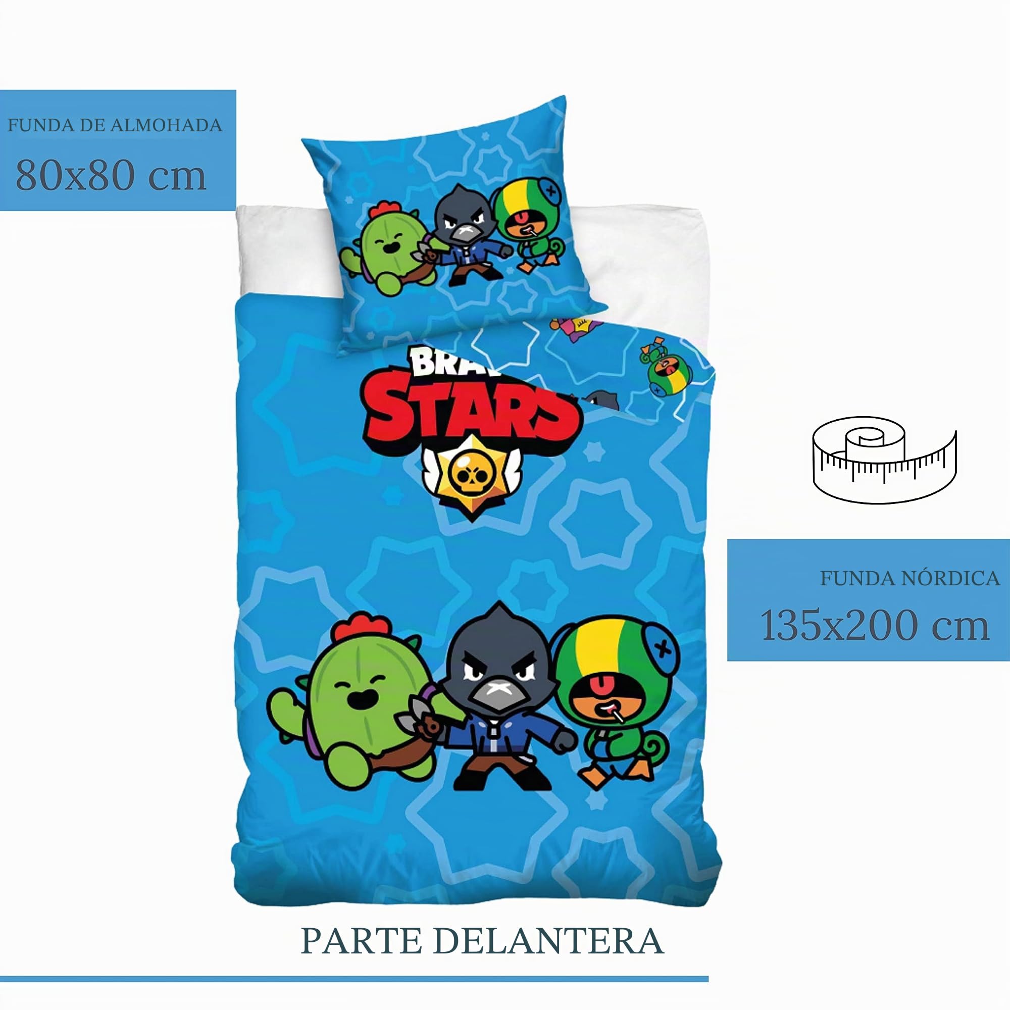 Brawl Stars Ropa de cama 135x200 + 80x80 Figuras Gamer · 100% algodón · Ropa de cama para niños adolescentes, artículos para fanáticos..