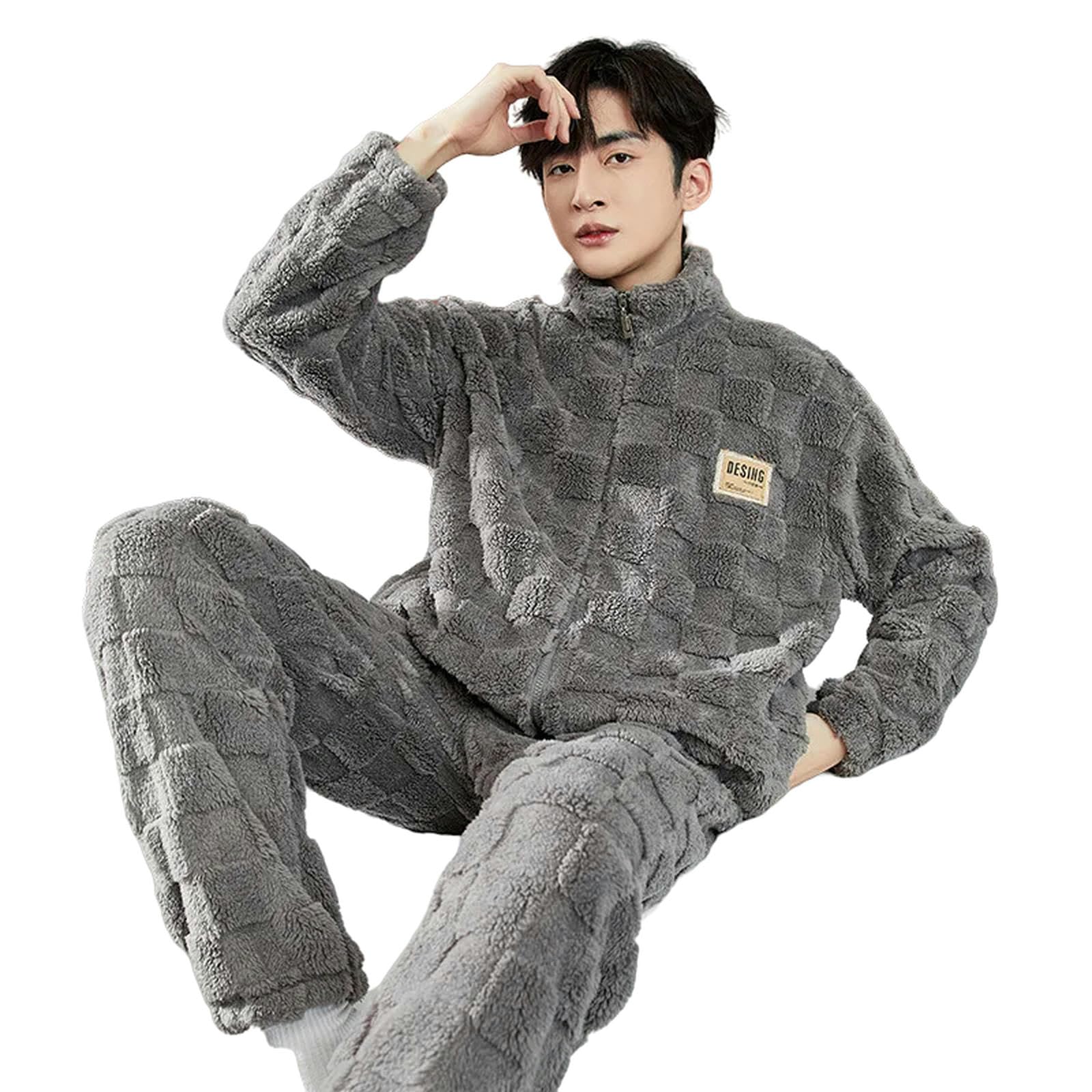 MdybF Pijama Hombre Invierno Otoño E Invierno Long Long Pajamas Pajamas A Cuadros Pantalones De Pijama De Pijamas Casa