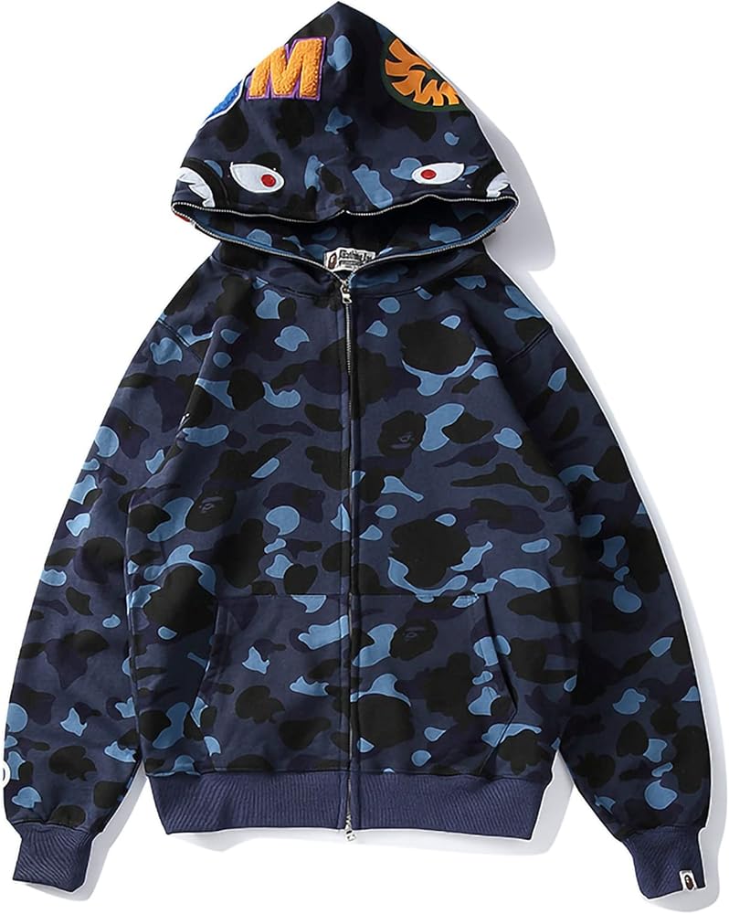 Amazon.com: Surbieibg Shark Full Zip Up Hoodie, Camo Sweatshirt