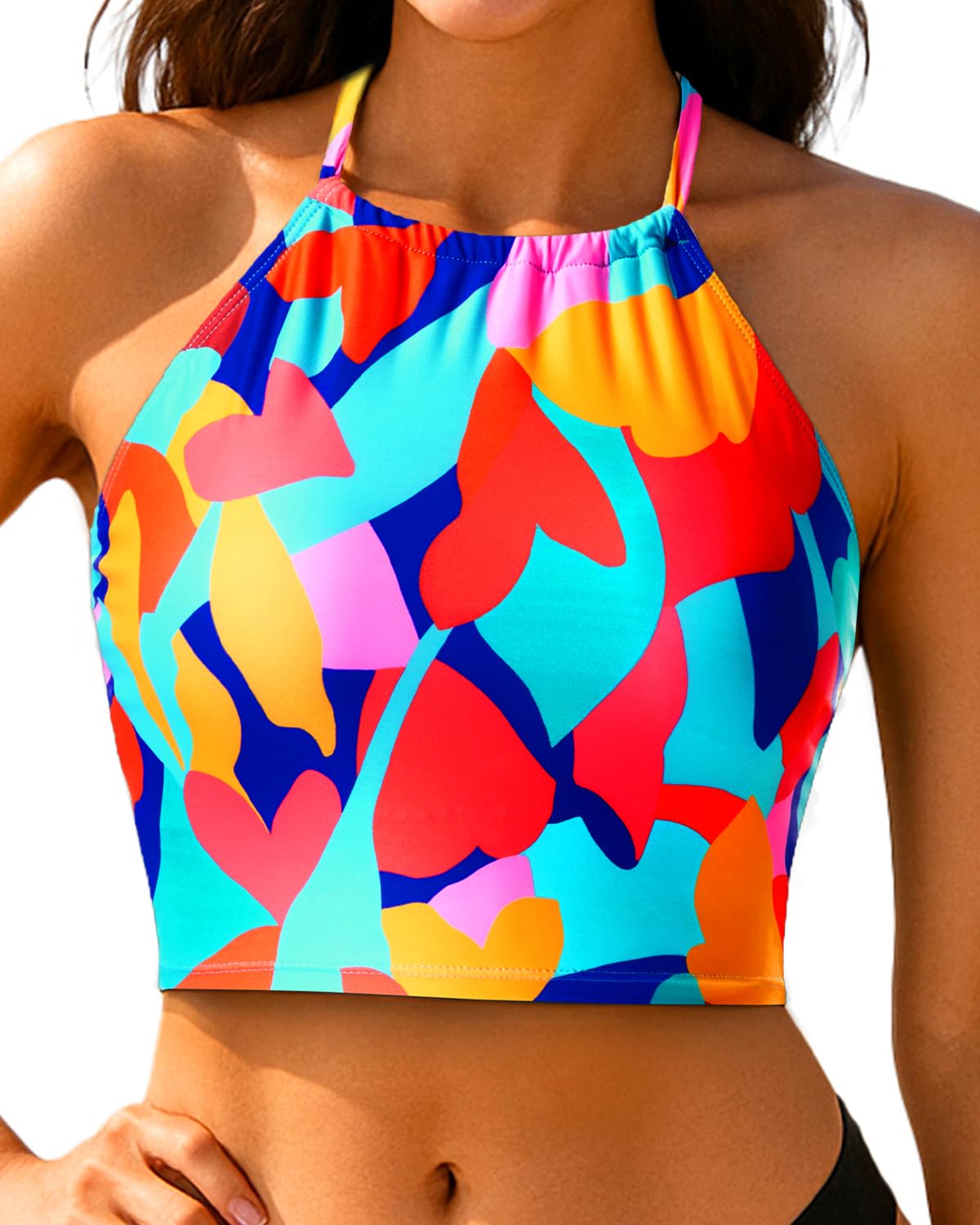 Women Swim Top - High Neck Bikini Top Only Halter Swimsuit Bathing Suit 2026