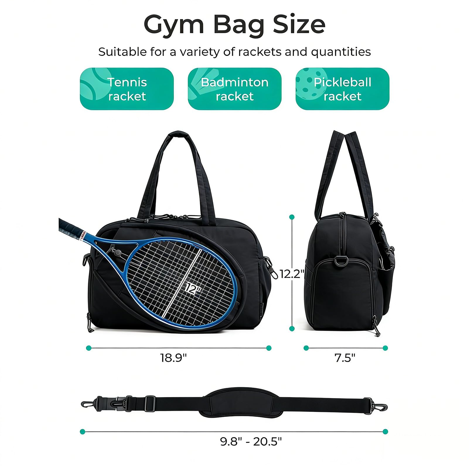 Tosuny Badminton Schlägertasche Schuhfach Wasserdicht Badminton Tasche für Sportfans