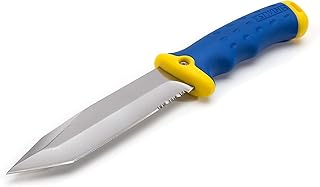 Estwing 5.5-Inch Fixed Blade Tanto Point Hunting/Outdoor/Tactical Knife with Multi-Mount Sheath, Stainless Steel, Partially Serrated, Durable Full Tang Design, Ergonomic Handle - Estwing