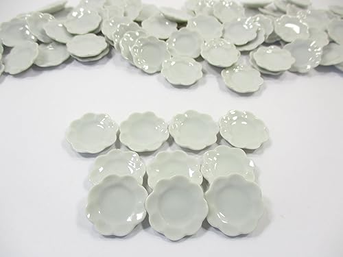 0.394x0.709 in Mini Plato de Vieira Blanco Plato Casa de Muñecas Cocina Miniatura Cerámica 10836