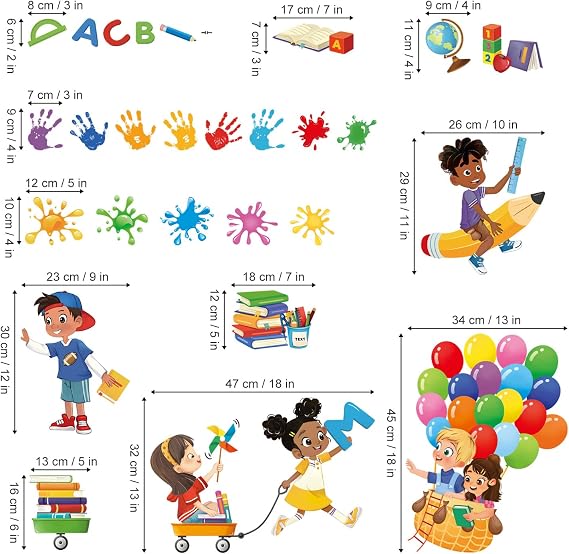 decalmile Reading Corner Balloon Kids Handprint Wall Decals Stickers