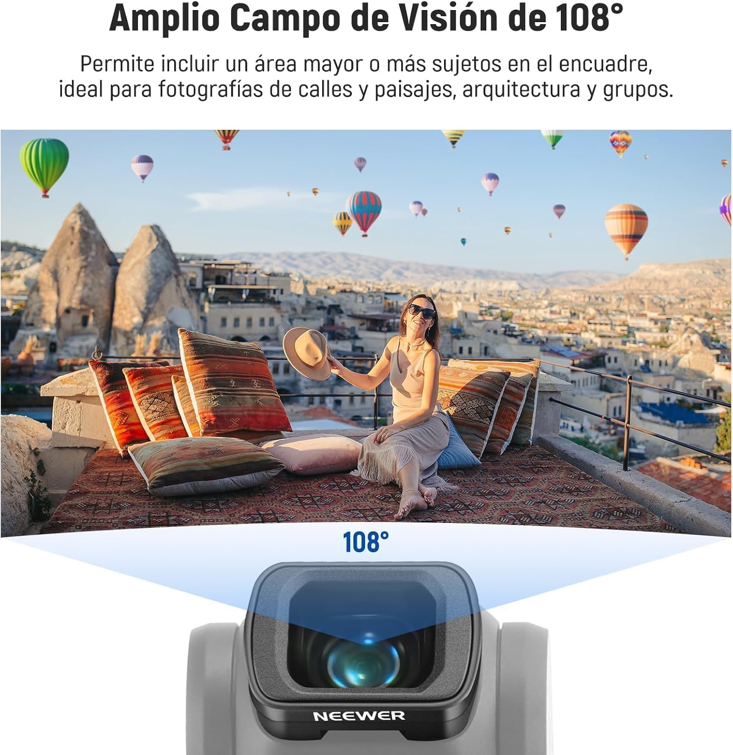 NEEWER Lente Gran Angular de 0.75X Compatible con dji OSMO Pocket 3 / Pocket 4 / Xtra Muse, Campo de Visión Ampliado de 108°, Lente Magnética Asférica HD para Cámara de Acción, LS-45