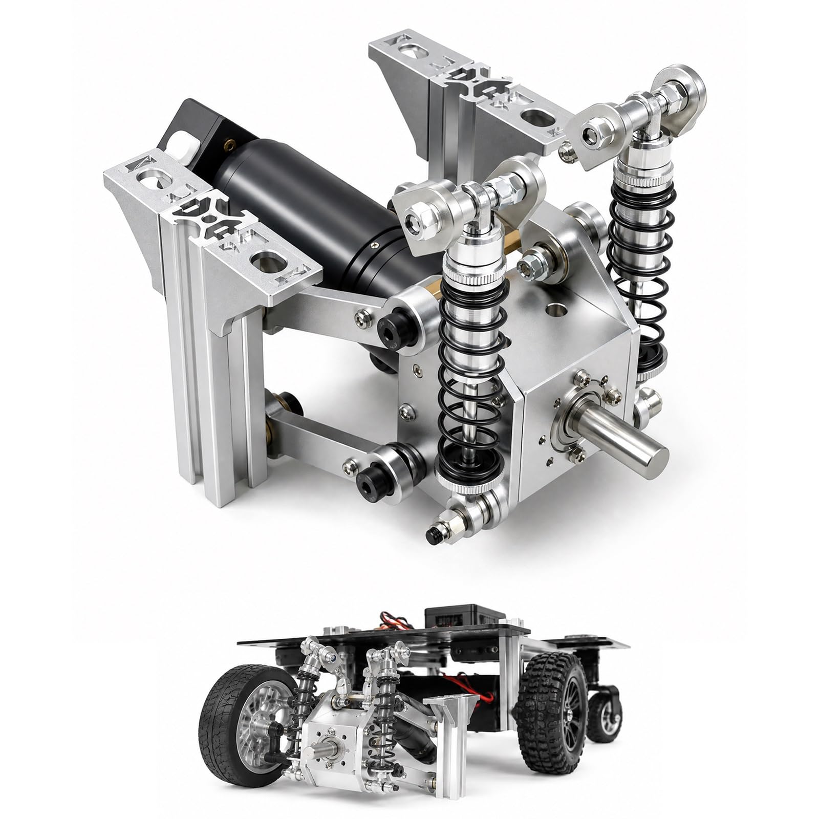 Moduł Koła Zawieszenia 24 V Z Enkoderem I Silnikiem GMR | Metalowa Rama CNC, Zintegrowana Przekładnia Planetarna, Wbudowany Amortyzator, Idealny Do Robotyki I Podwozi Do Samodzielnego