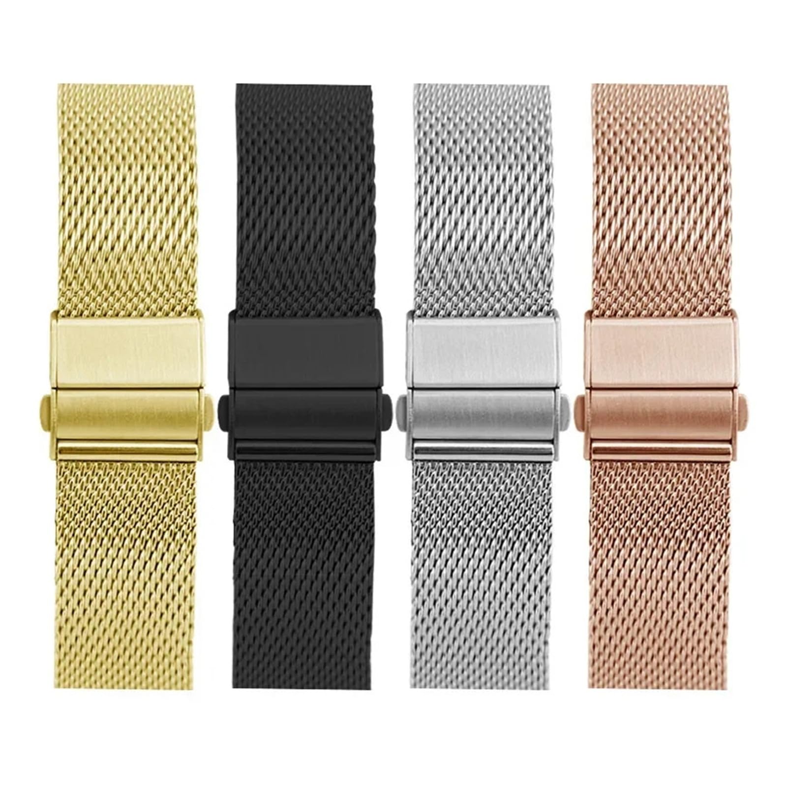 Générique NASUNJIA Bracelet De Montre Milanais En Acier Inoxydable Avec Boucle Déployante À Double Pression, 18 Mm, 20 Mm, 22 Mm, Accessoires