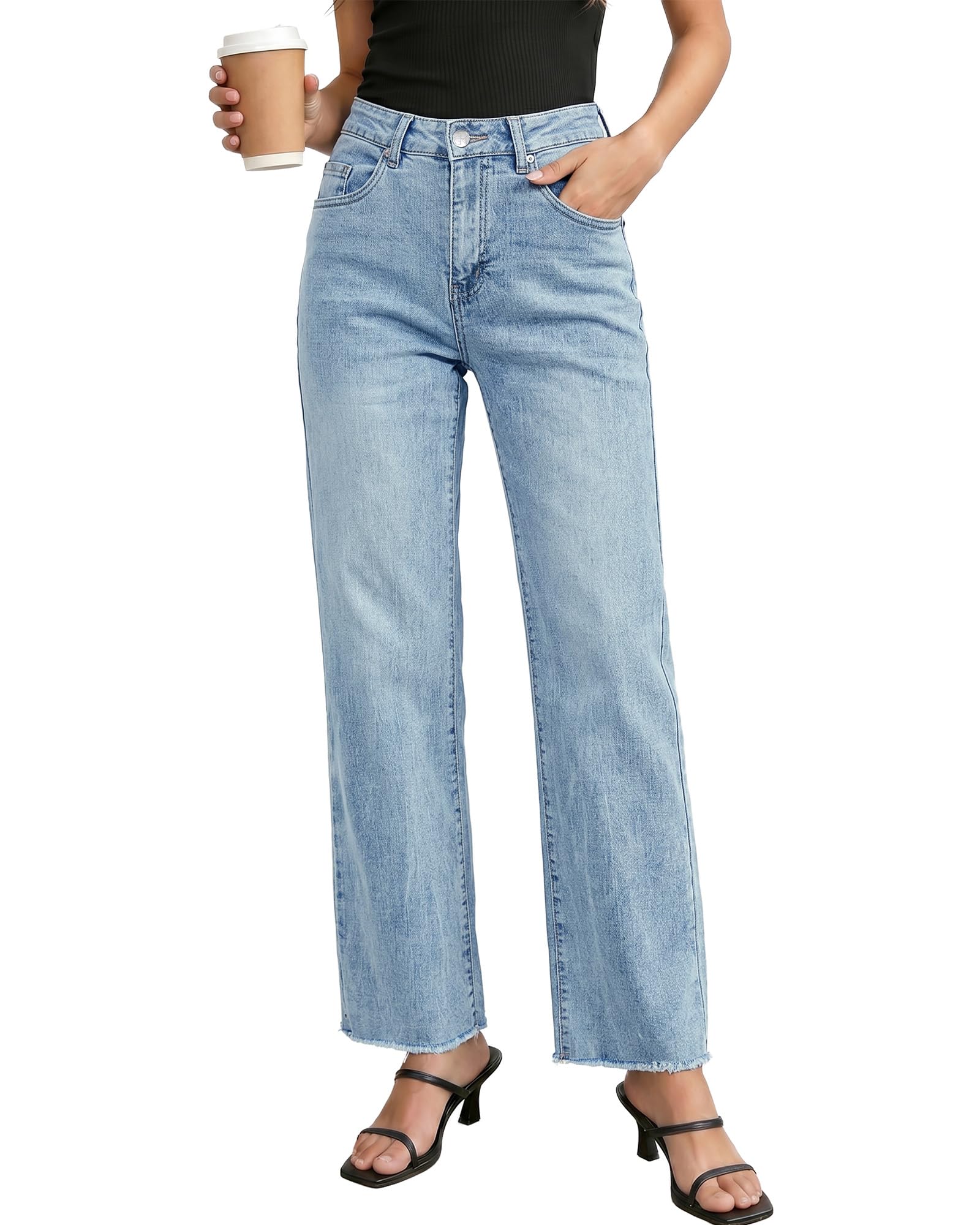 GRAPENT Straight Leg Jeans for Women