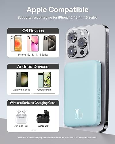 Miniatura 6 de Baseus Cargador portátil inalámbrico, banco de energía magnético de 10000 mAh con cable tipo C de 20 W PD de carga rápida Mag-Safe para iPhone 1515