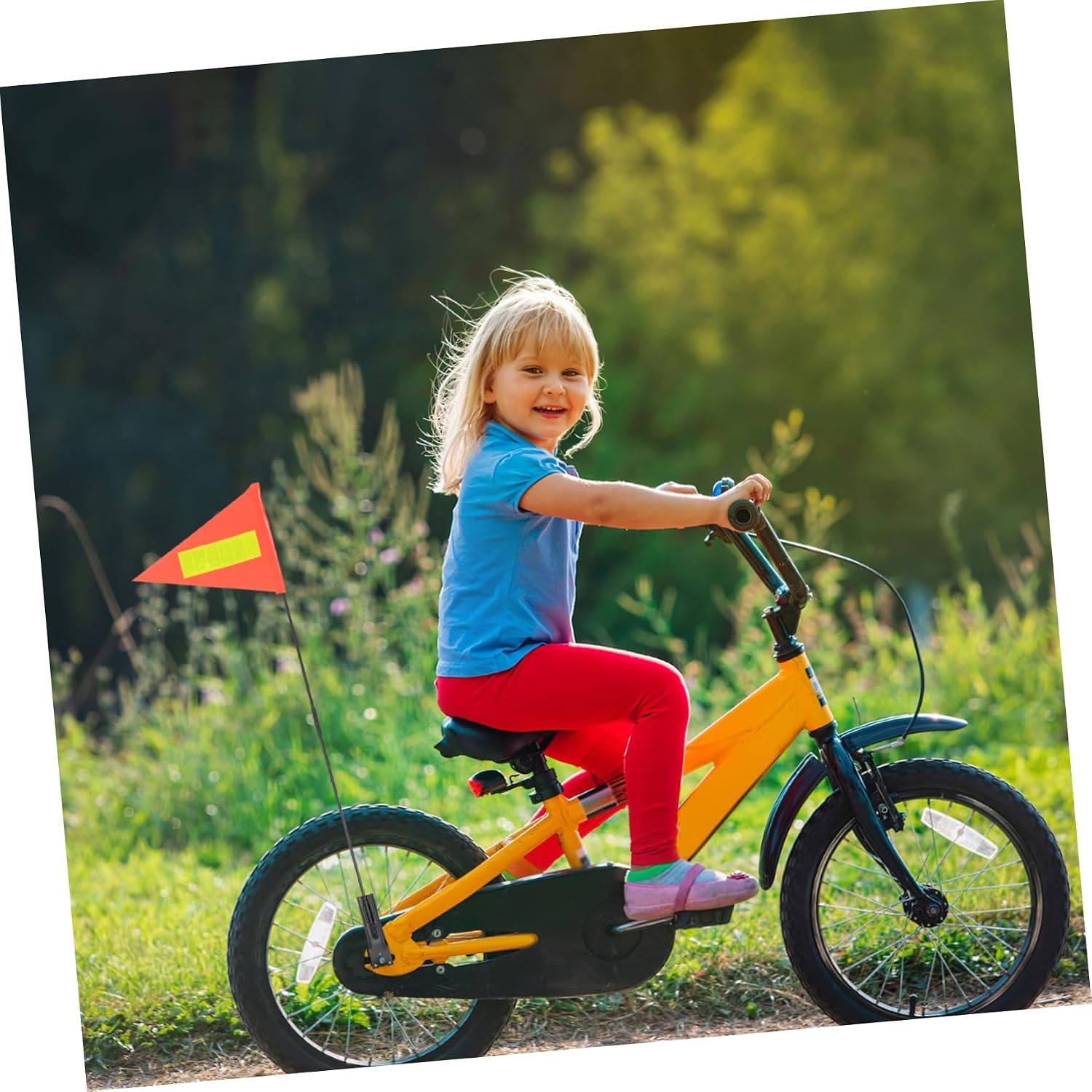 1 Set Bike Safety Flag Tear Resistant Flagpole for Enhanced Visibility Easy Install Cycling Safety Flag for Boys and Lightweight Design
