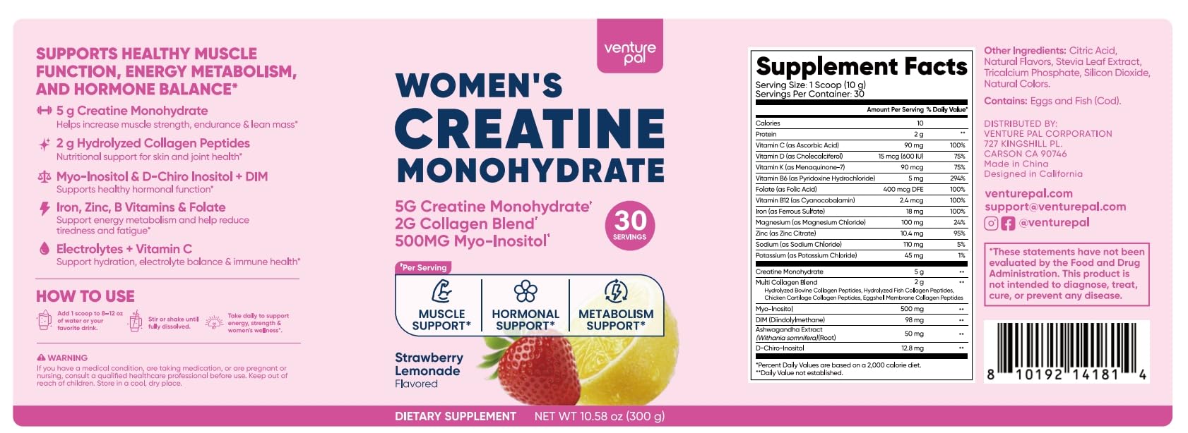 Venture Pal 18 in 1 Creatine for Women with Collagen & Creatine Monohydrate — Amazon image 3