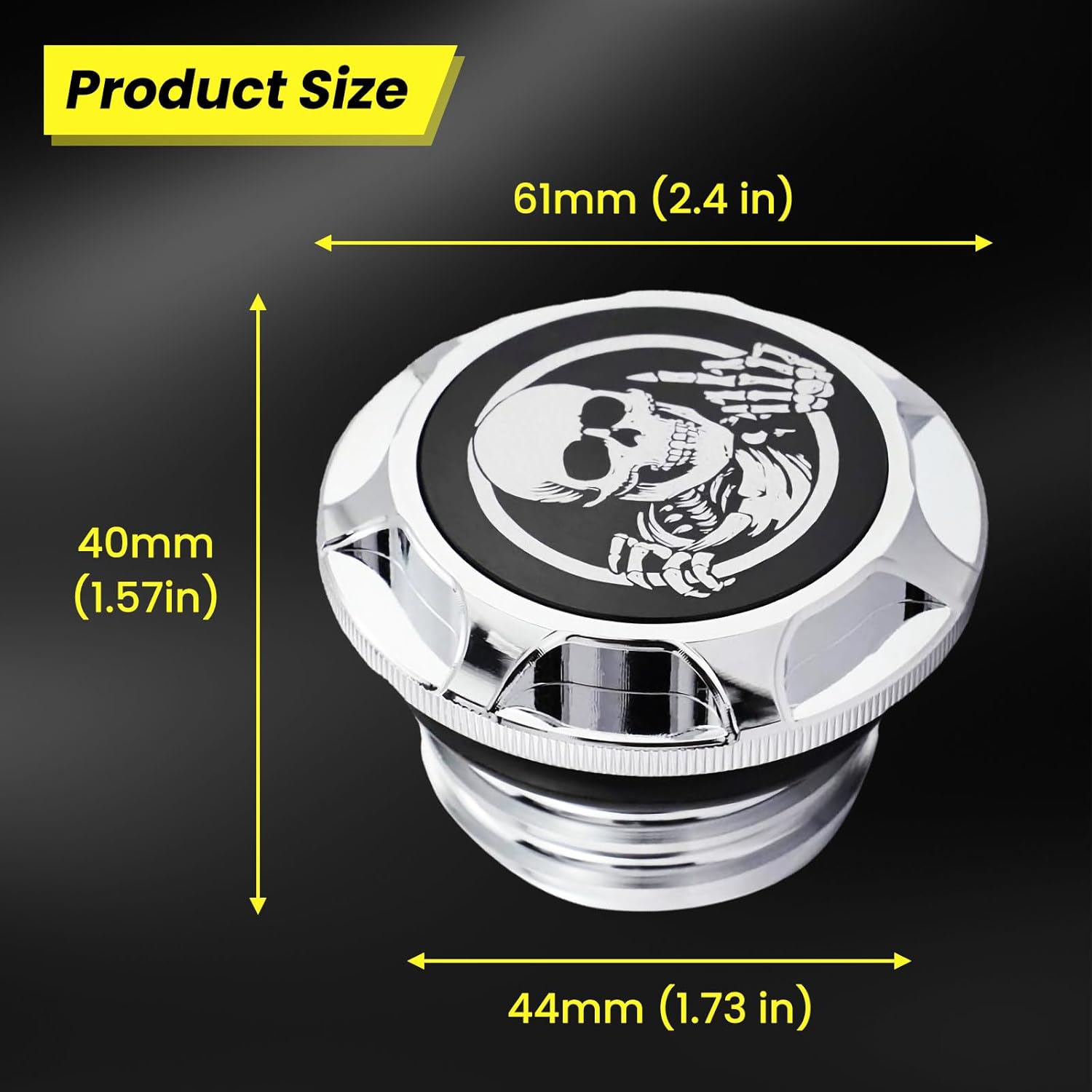 GUAIMI CNC Aluminum Fuel Gas Tank Oil Cap Compatible with Harley Sportster XL 1200 883 X48 Dyna - Skeleton Middle Finger (Chrome)