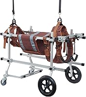 Vista 10 de Silla de ruedas para perro, para patas traseras, carrito ajustable para perro, con soporte para piernas y soporte de cadera para lesionados