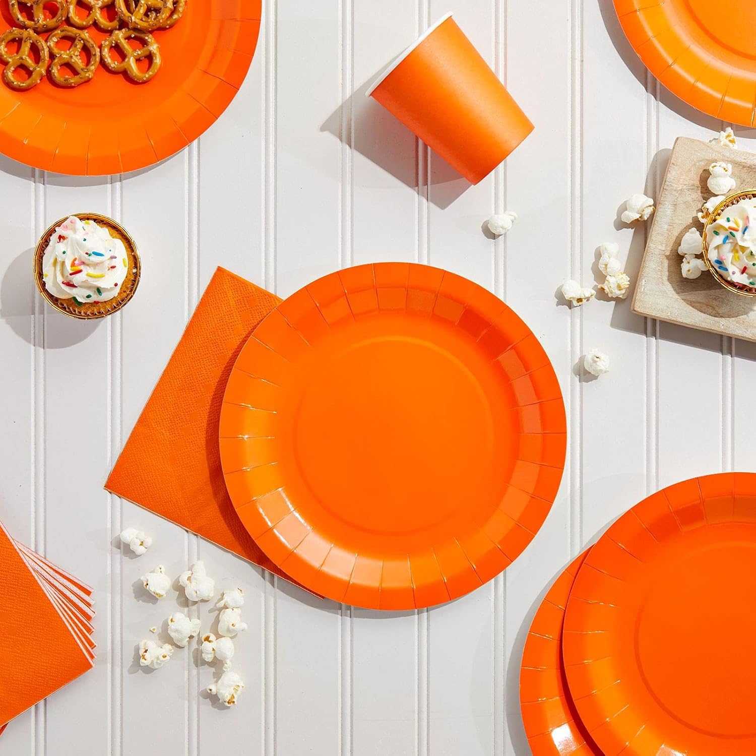Orange Party Supplies, Paper Plates, Cups, and Napkins (Serves 24, 72 Pieces) : Home & Kitchen