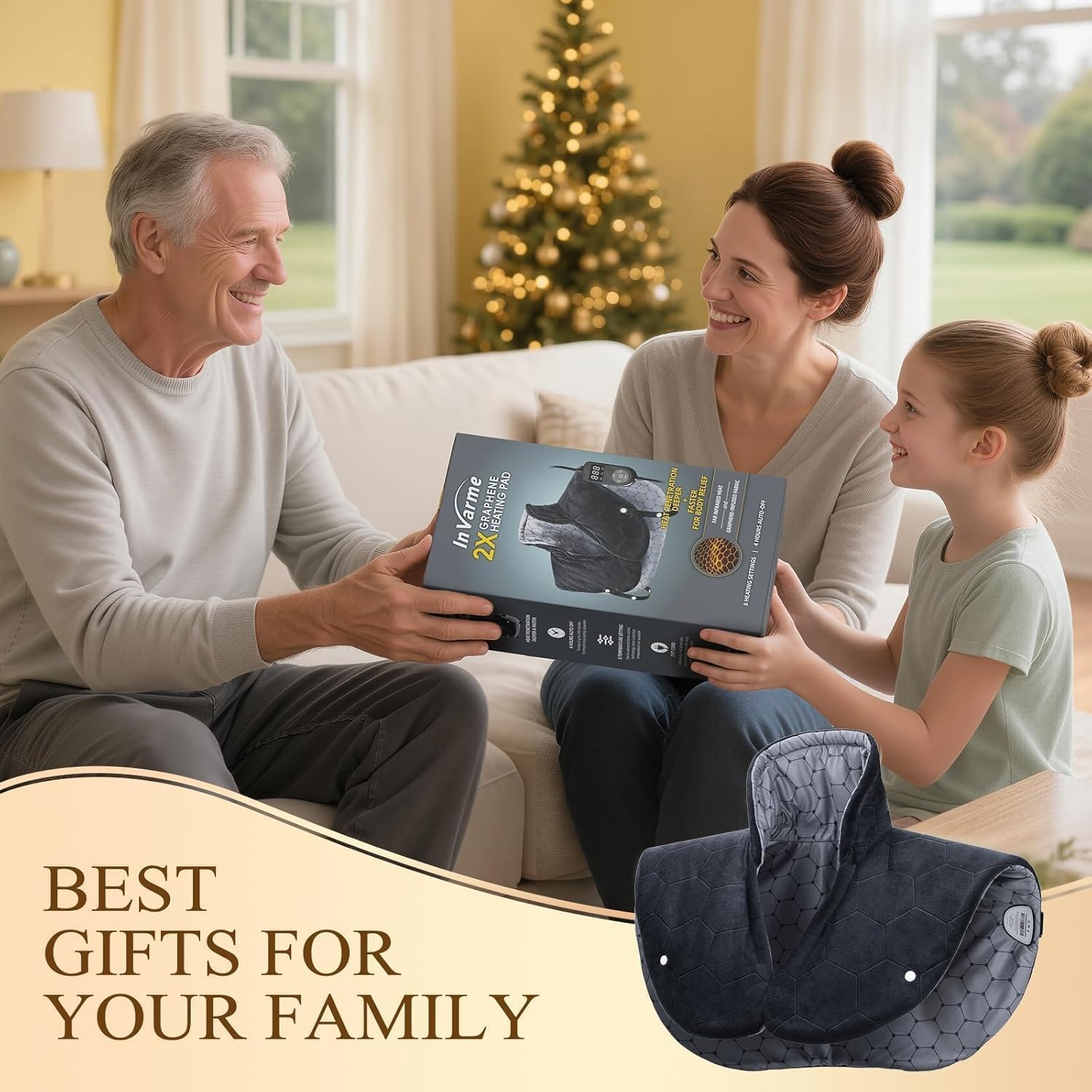 Far Infrared Heating Pad for Neck and Shoulders – 2X Carbon Fiber 6X Deeper Heat for Fast Relief from Chronic Pain in Seniors – 8 Heat Levels, 4H Auto Shut Off, Ideal for Winter (Black) - Image 9