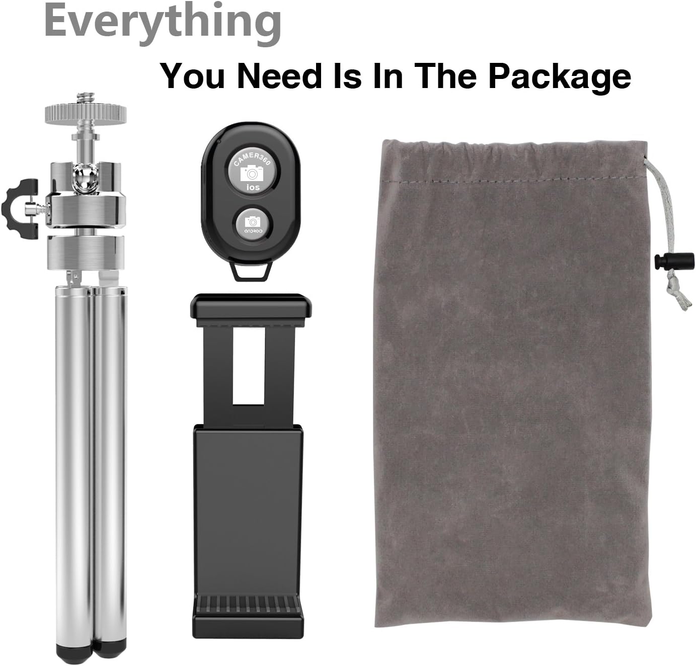 Phone Camera Tripod, UBeesize Compact Aluminum Tripod with Wireless Shutter Remote and Universal Phone Mount, Lightweight Small Portable Tripod Stand Holder for Camera, Compatible iPhone
