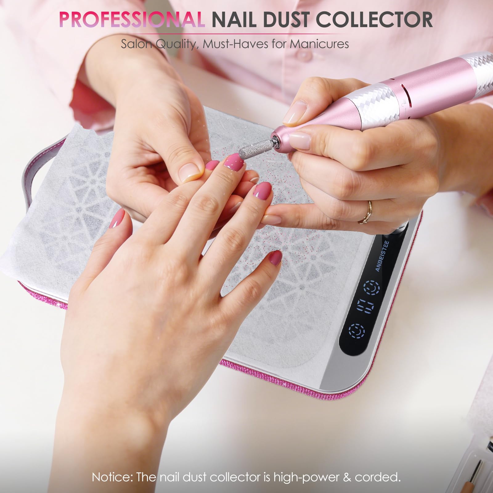 Professioneller Nagelstaub-Sammler, 2000PA leistungsstarker Nagelstaub-Vakuum-Extraktor mit 45 Einweg-Filterpapieren, für Acrylnagellacherung & Maniküre im Nagelsalon & Home DIY