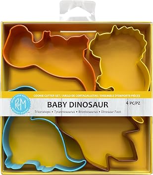 شركة R&amp;M Baby Dinosaur Cookters، Brontosaurus، Triceratops، T-Rex، والبصمة، مجموعة 4 قطع