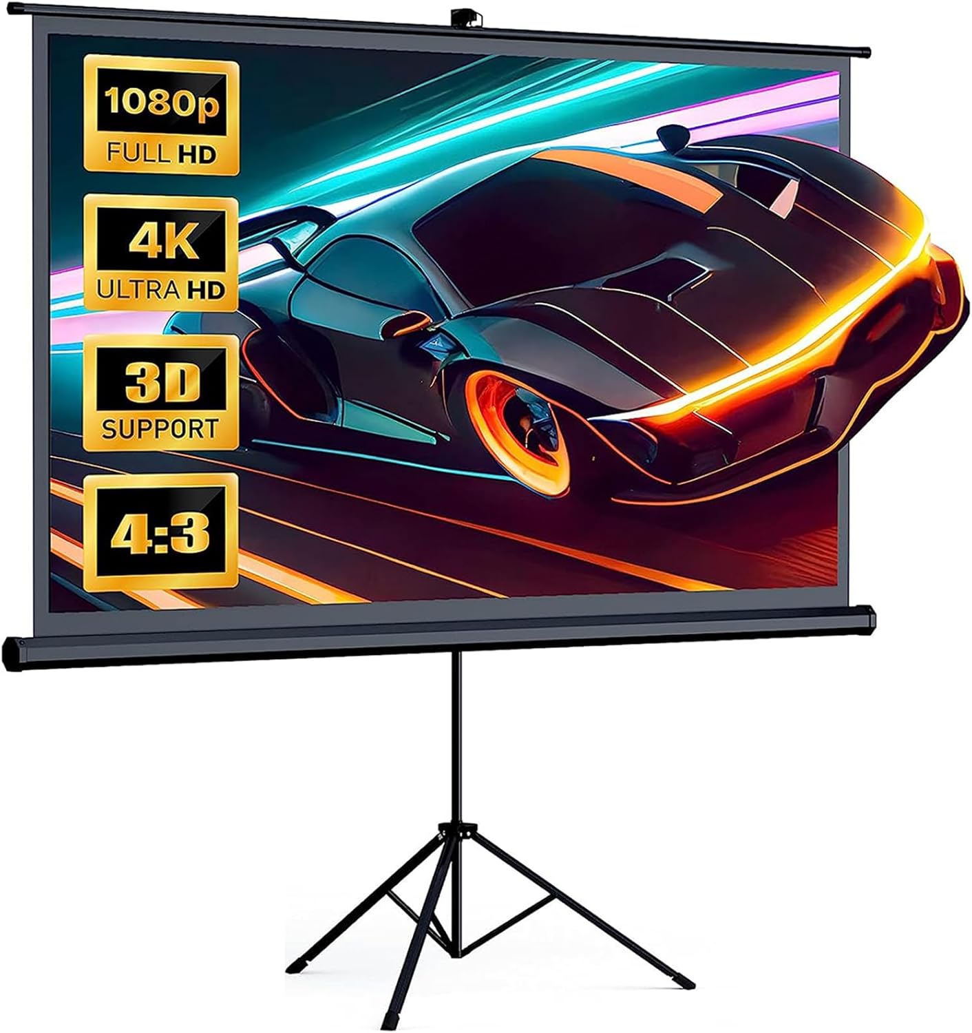 ASTRASCREEN Portable, 92 Inch Projector Screen with Stand 16:9. Pantalla para Proyector. Outdoor Projector Screen, Led Film Screen for Projector Indoor and Home Theater
