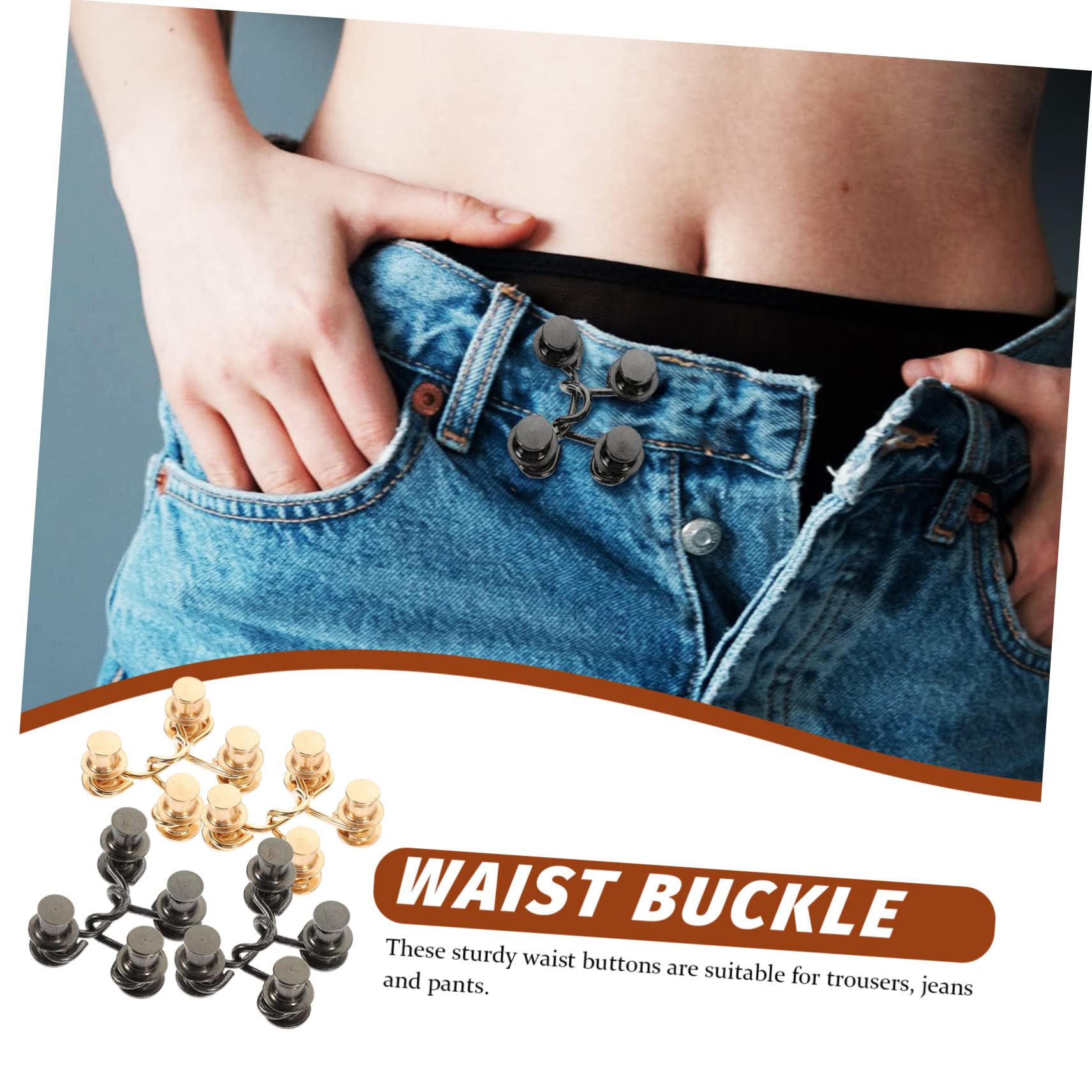 NUOBESTY 20sets Fibbia Regolabile Per Pantaloni Di Bottoni Per Vita Senza Chiodi Estensori Per Jeans Facili Da Usare Adatti Per Pantaloni e Gonne Colori Variabili
