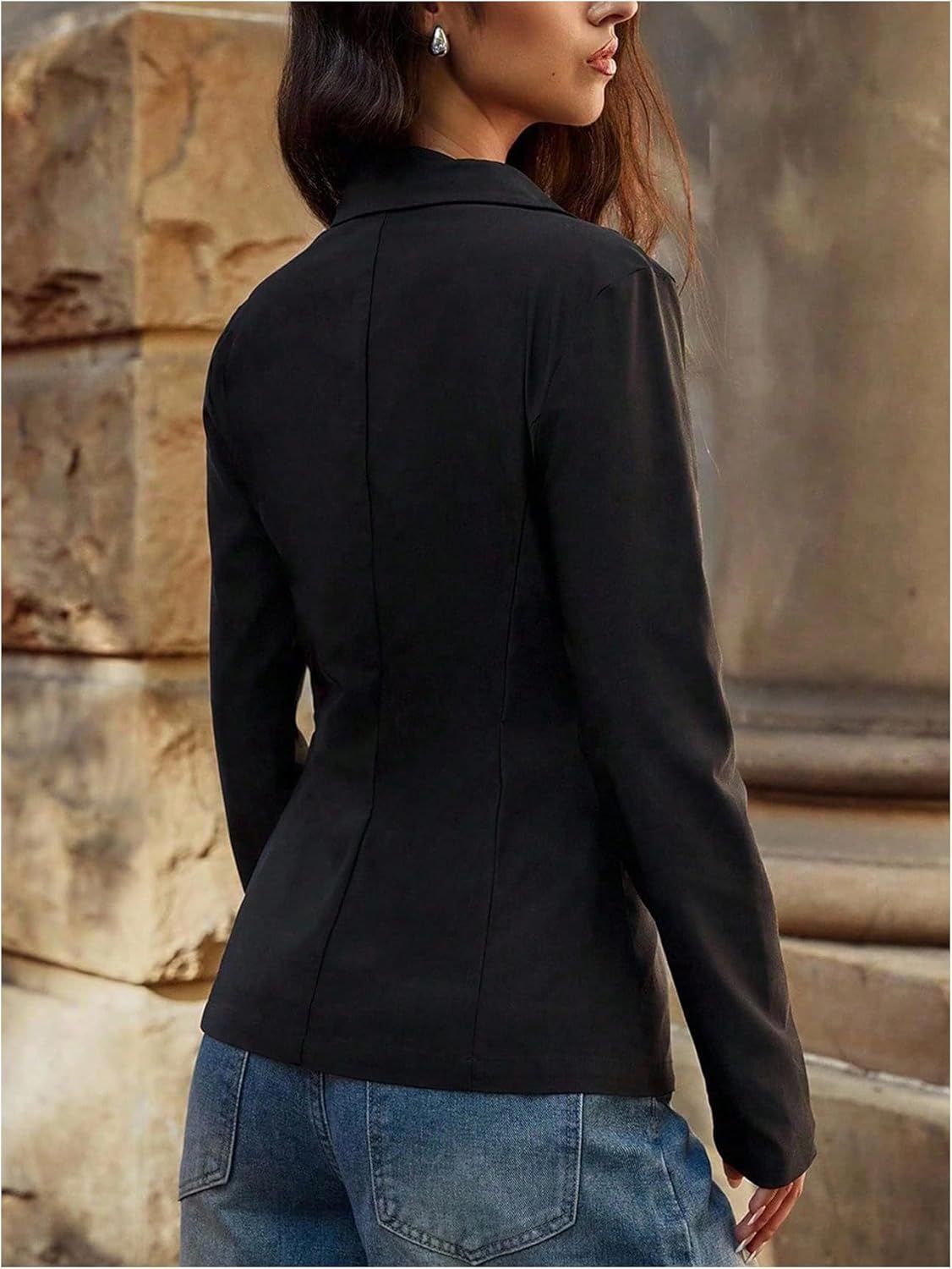 Floerns Women's Casual Long Sleeve Shirts Collared Fall Outfit Button Down Blouse Tops - Image 3