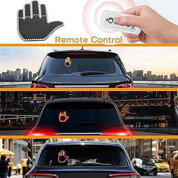 Lumière Doigt Voiture Avec Télécommande - Gadget Amusant LED Pour Fenêtre, 3 Modes, Communication Routière