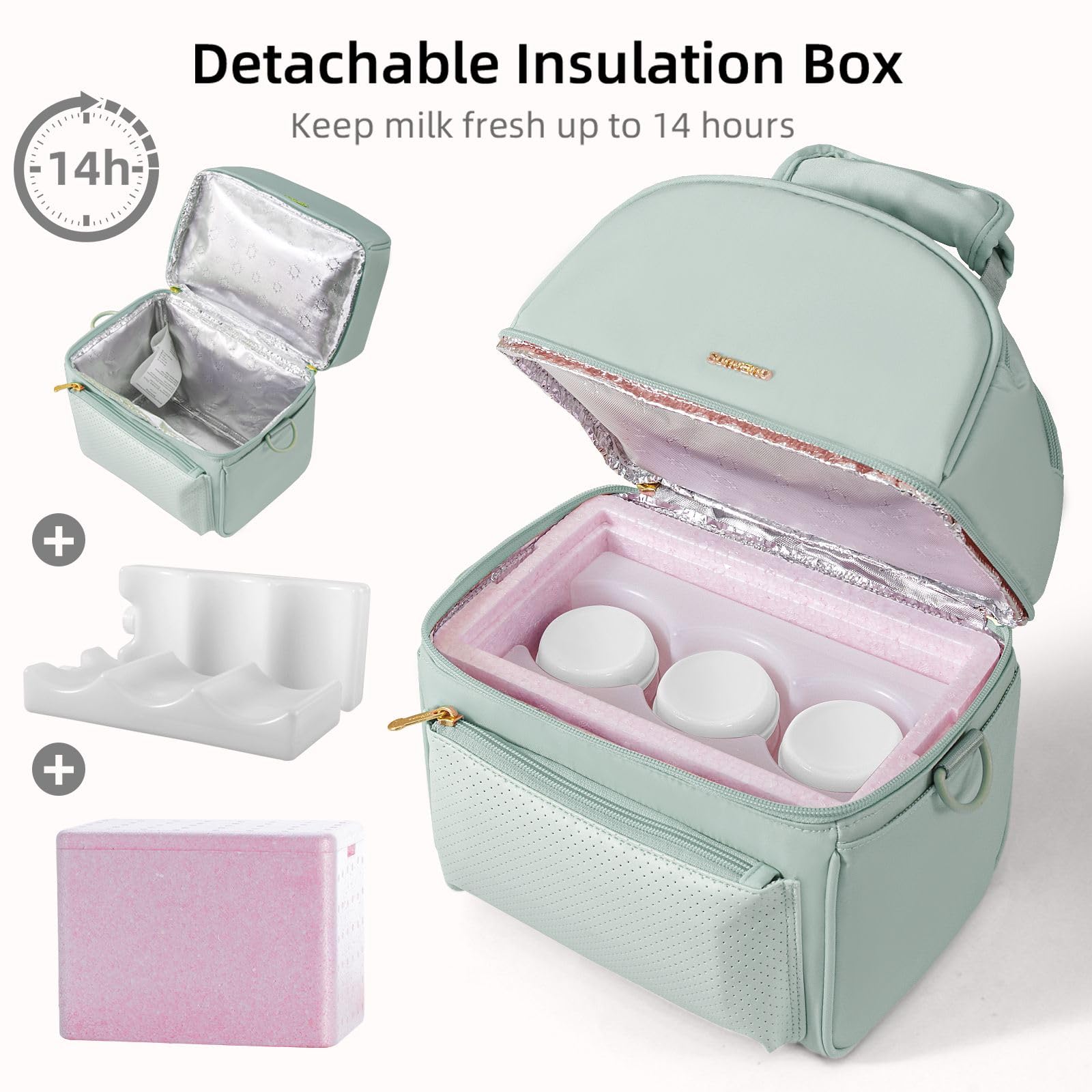 SUNVENO Sac isotherme pour lait maternel avec boîte isolante amovible