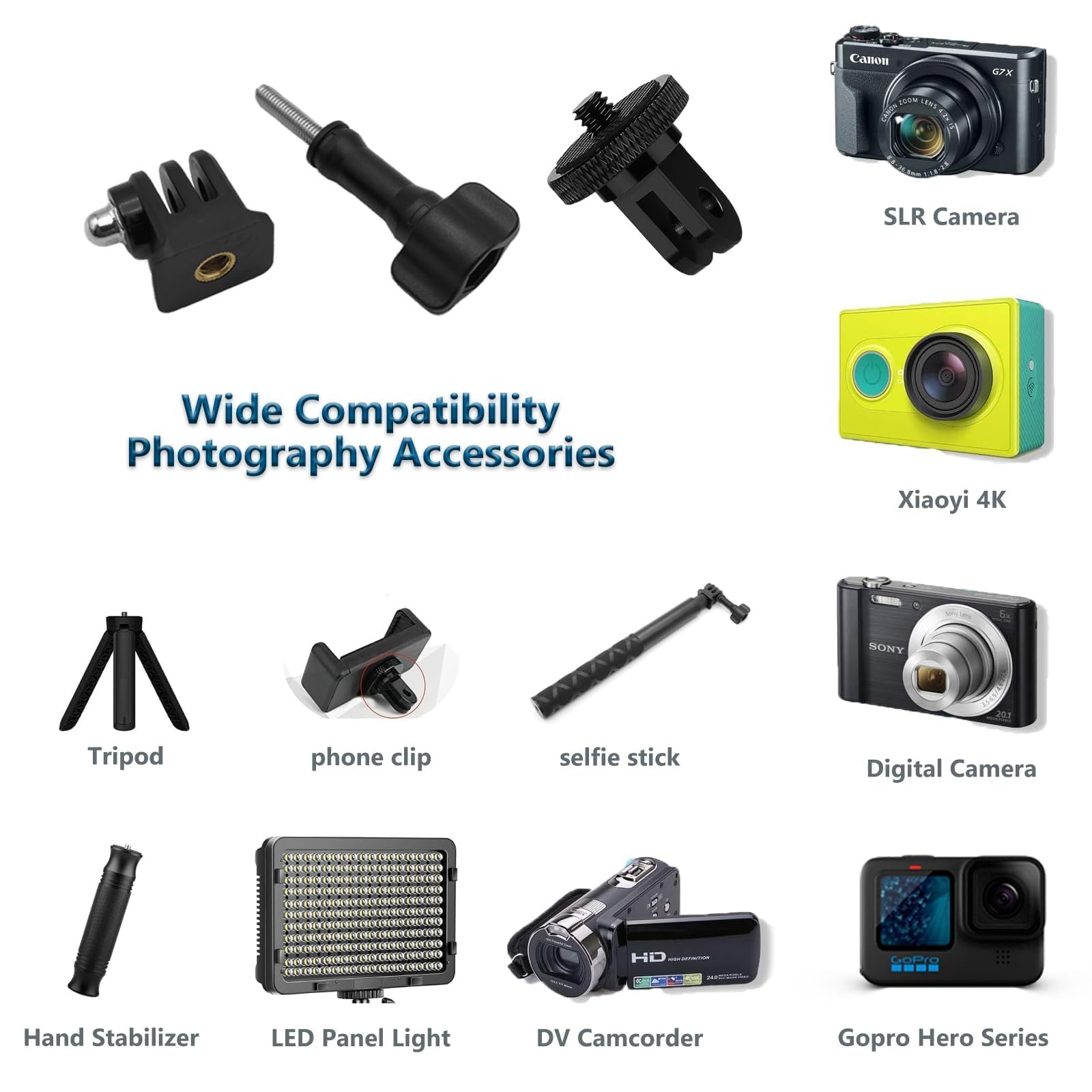 Statyw Adater do Gopro, aluminiowy statyw uchwyt adapter 1/4" | uchwyt kamery uchwyt statywu adapter do lustrzanki sportowej