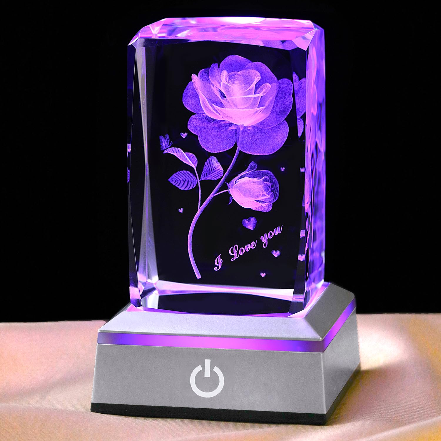 3D Butterfly Rose Crystal Nightlight,Gifts for Wife Girlfriend Her