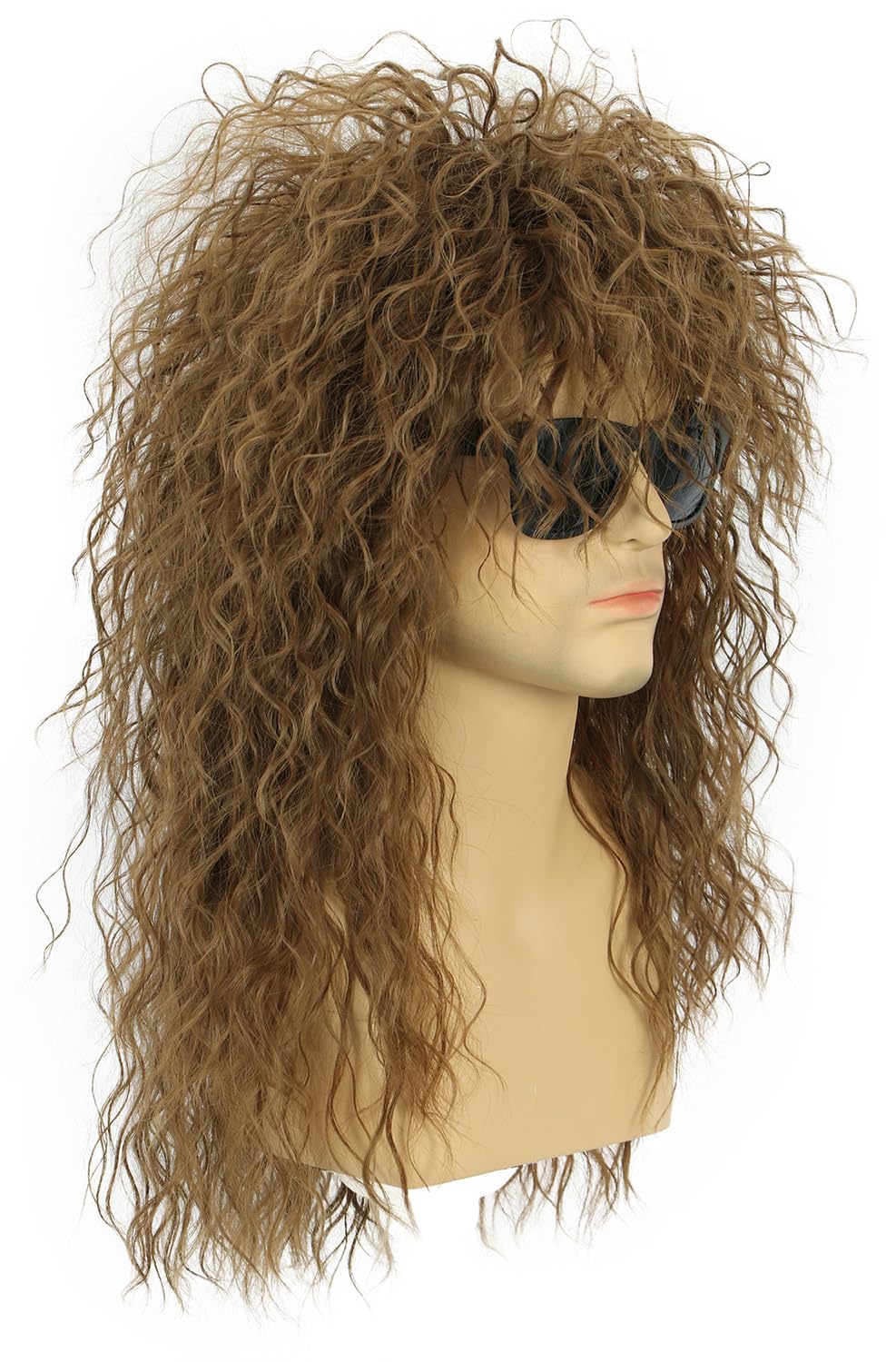 Karlery 70s 80s Rocker Metal Mullet Wig - Mens Long Curly Light Brown Party Wig for Halloween & Anime - Image 3