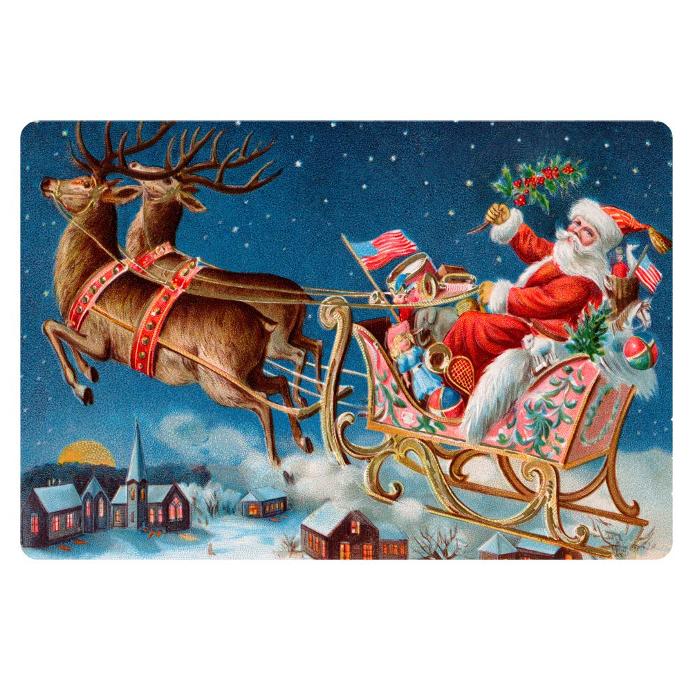 FUIBENG Funny Santa Claus with Reindeer Pattern Entrance Way Indoor Outdoor Doormat Non Skid Floor Mats