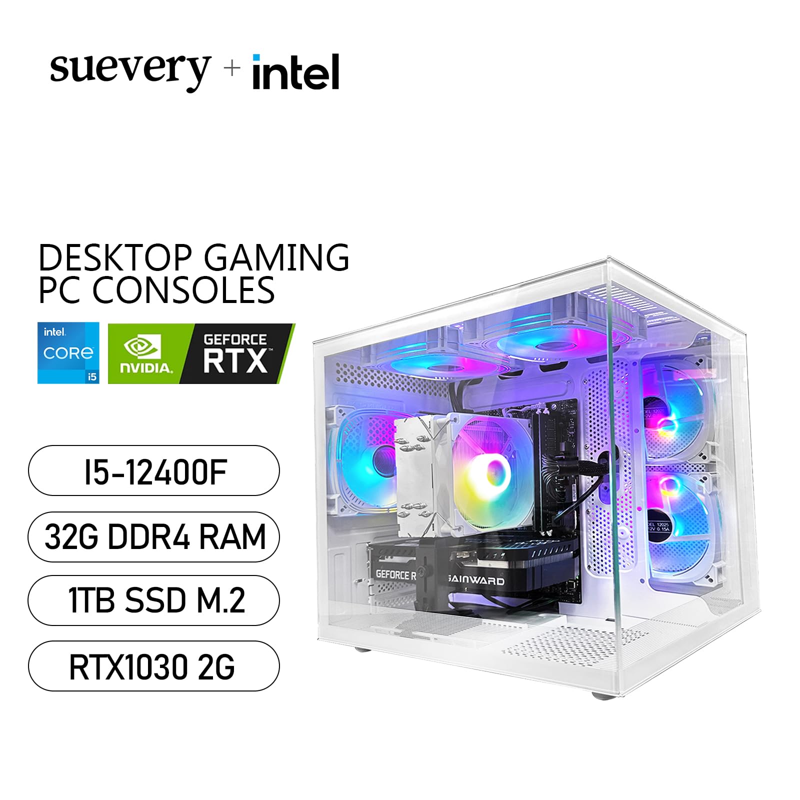 Amazon.com: suevery Gaming PC Intel Core I5-12400F 2.5GHz 6Cores 
