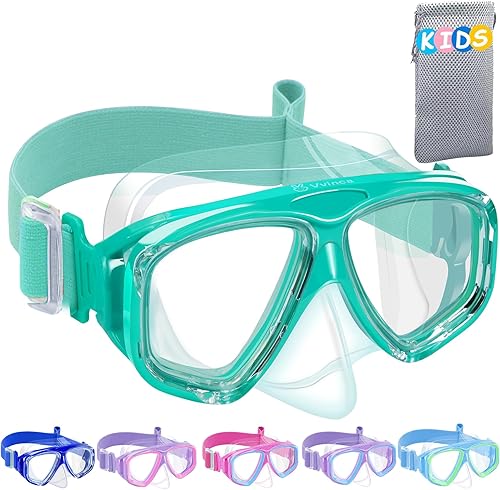 Miniatura 9 de Vvinca Gafas de natación para niños con cubierta para la nariz, gafas para niños pequeños con correa de tela inastillables, antivaho, impermeables