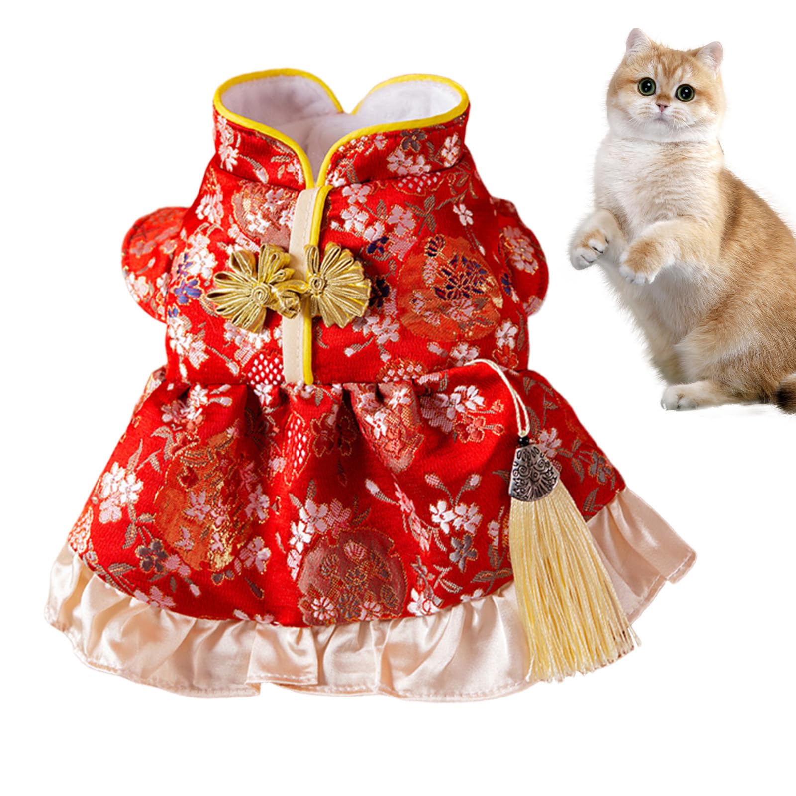 Amazon.co.jp: 旧正月犬服, 中国の唐服, 赤い新年ペット服冬, 新年
