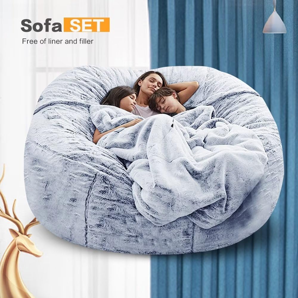 Fodera per Sedia a Sacco di Fagioli (Solo Fodera, Senza Riempimento), Lazy Soft Velvet PV Lavabile coprisacchetto di Fagioli，per Giardino, Salotto, Balcone