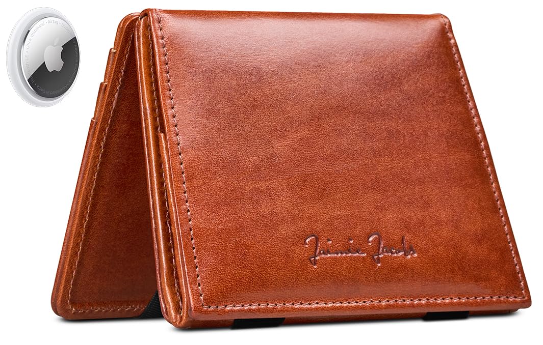 Jaimie Jacobs Flap Boy AirTag Edition Magic Wallet mit Münzfach Echtleder (Dunkelbraun)