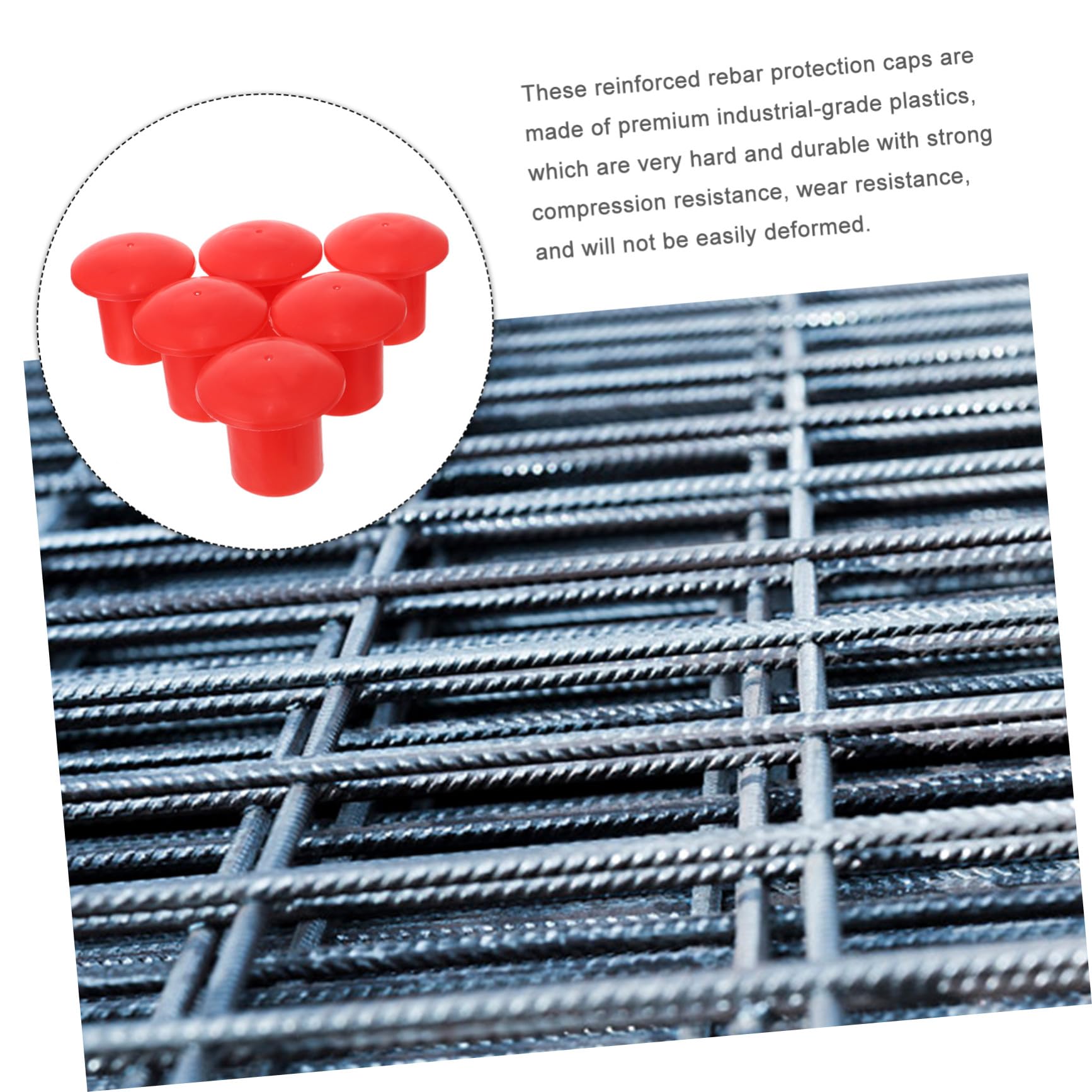 LIFKOME Tapas de Seguridad para Construcción Segura y Visible Paquete de 30 Piezas Cubierta Protectora en Forma de Hongo para Varillas de Refuerzo de Plástico Rojo