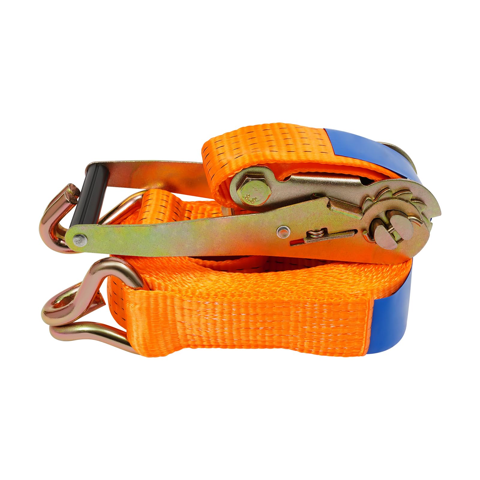 10 Stück Spanngurte mit Ratsche, 8m Spanngurte mit Haken, Belastbar bis 2500KG, Ratschengurt Zurrgurte 50mm für die professionelle Ladungssicherung (Orange)