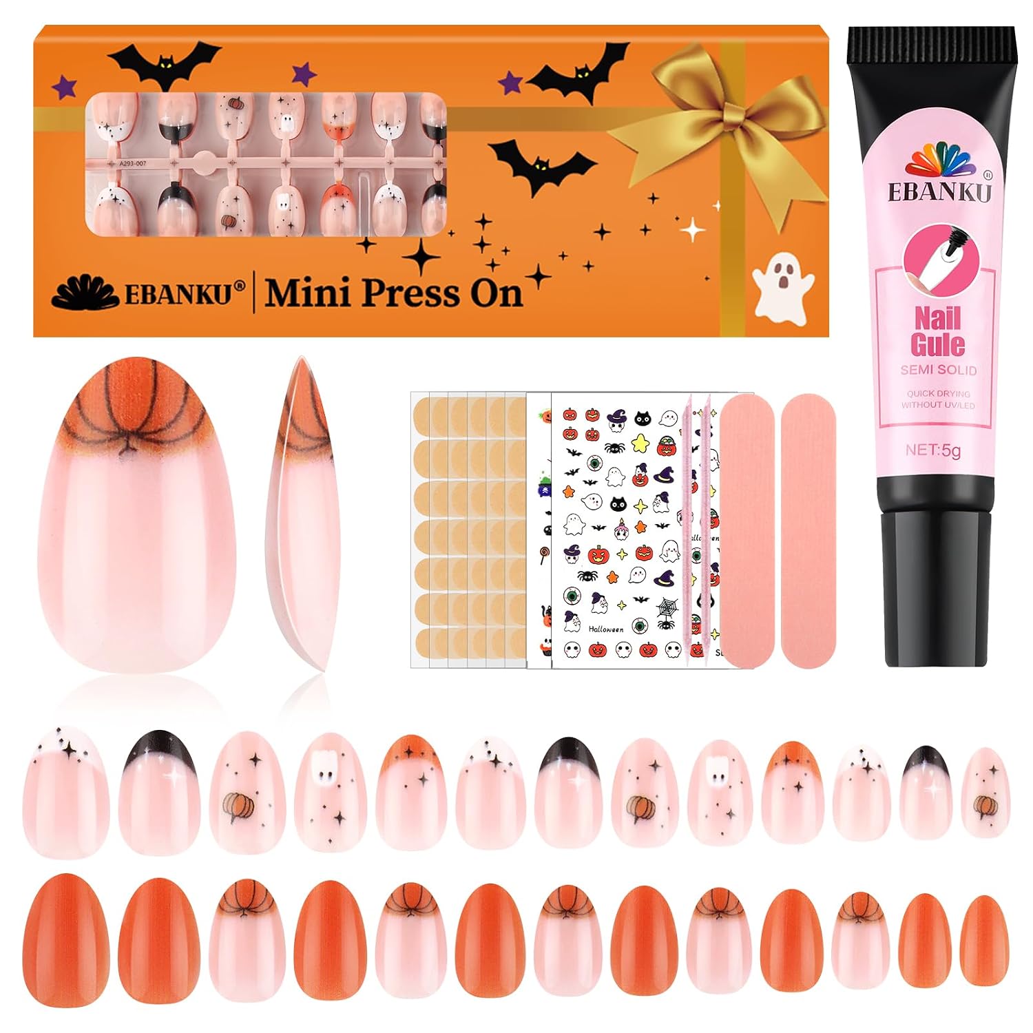 Halloween 156Pcs 6 Pack Children ABS Fake Nails Press on