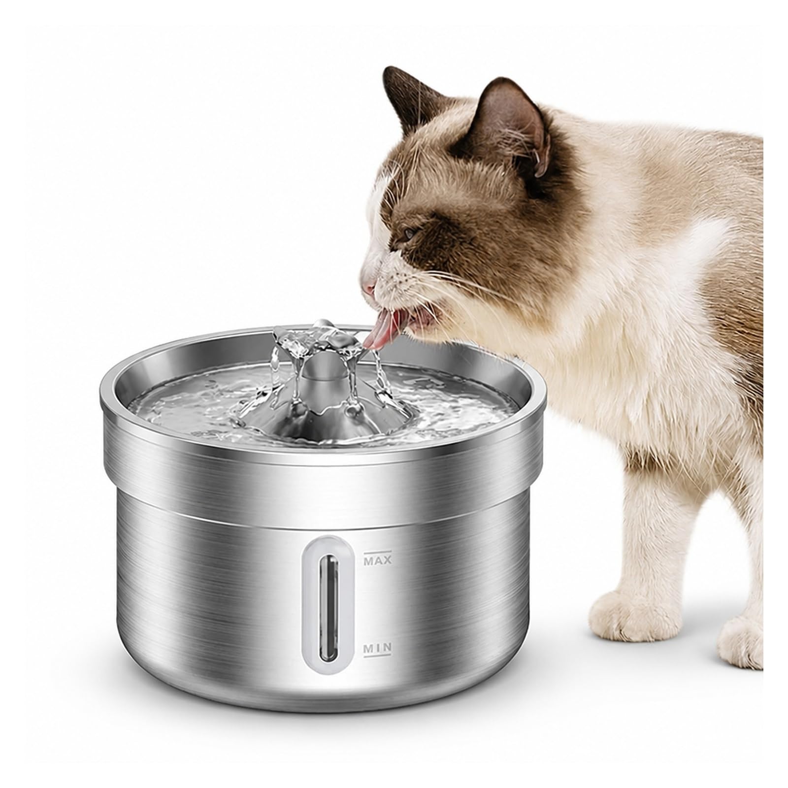 Fuente para Beber para Mascotas, Bebedero para Mascotas De Acero Inoxidable | Dispensador Automático De Agua Para Perros Y Gatos, Acero Inoxidable,
