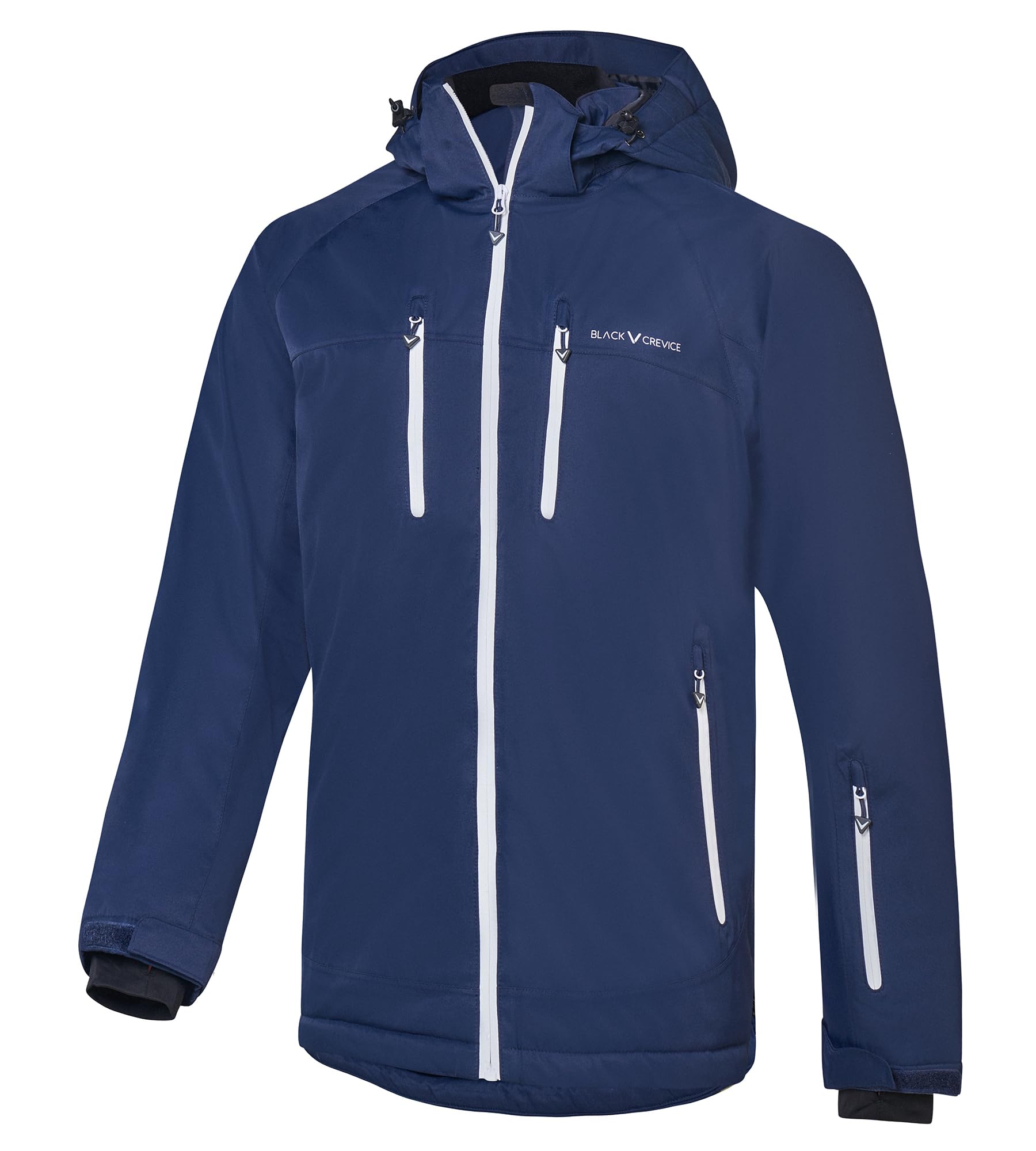 Black Crevice Herren Skijacke I Herren-Skijacke in verschiedenen Farben & Größen I wind- & wasserdichte Herren-Funktionsjacke I wasserdichte Reißverschlusstaschen I Ski-Jacke mit Kapuze