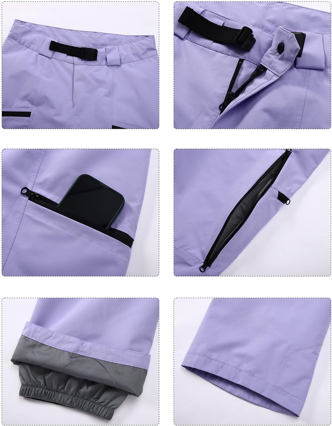 Women's Snowboard Pants Insulated Ski Snow Pants Waterproof Windproof Winter Baggy Cargo Hiking Pants - Image 6