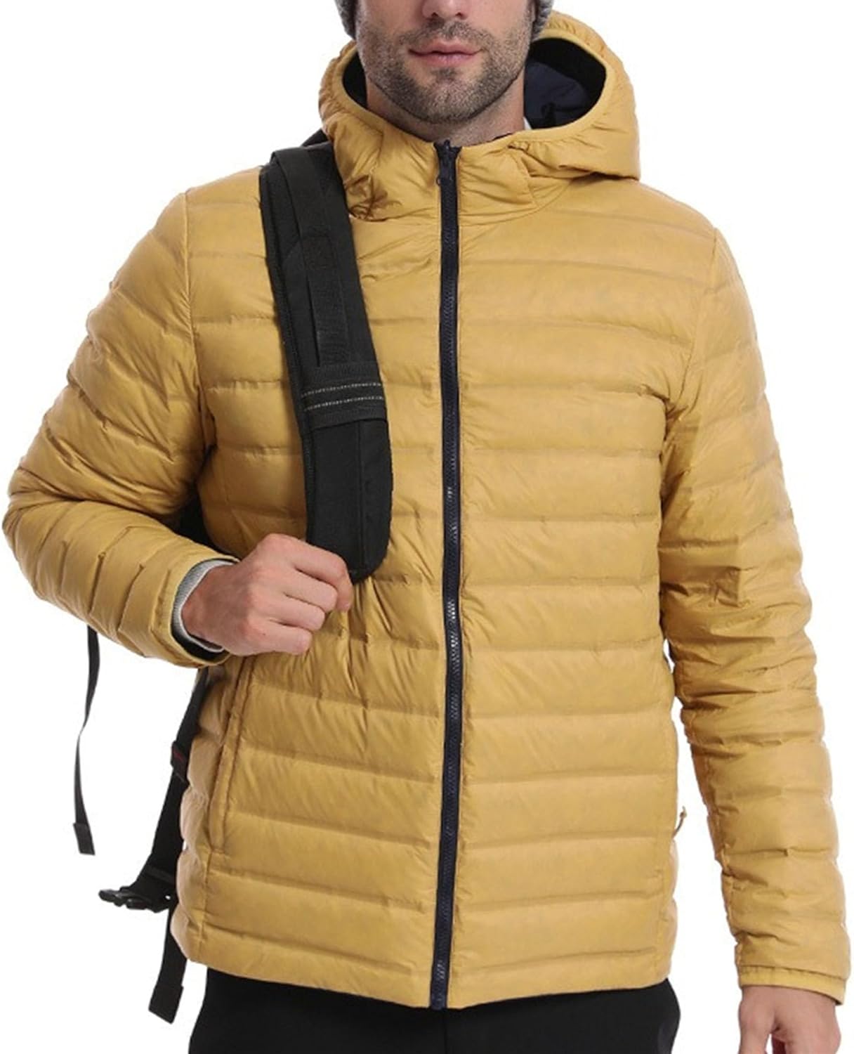 Men's Lightweight Packable Puffer Jacket Water Resistant Down Jackets Insulated Thermal Quilted Lined Winter Coats