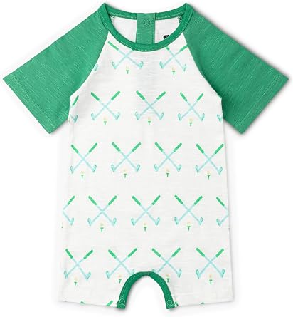 monica + andy Shorty Little Slugger Romper, 100% Organic Baby Clothes for Boys, Sizes For Preemie, Newborn & Infant