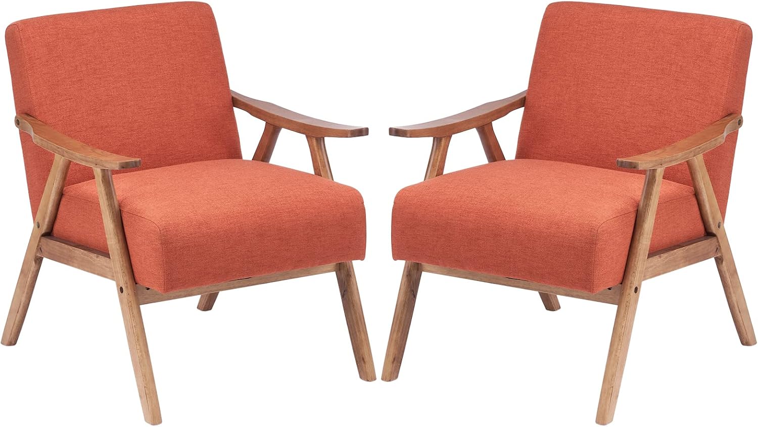VINGLI Burnt Orange Accent Chairs Set of 2, Retro Mid