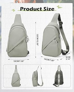 SEAFEW Small Green Sling Bag Crossbody Backpack Shoulder Bag for Men Women, Multipurpose Anti-Theft Cross Body Chest Bags, One Strap Backpack for Walking Biking Travel Cycling
