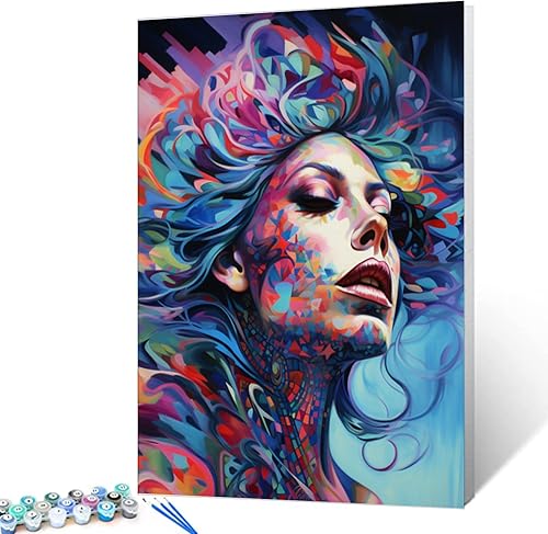 Miniatura 17 de Graffiti - Kit de pintura de retrato por números, 16 x 20 pulgadas, lienzo de pintura al óleo para niños, estudiantes, adultos principiantes