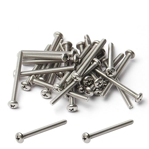 Miniatura 70 de MroMax 30 tornillos de máquina Phillips de cabeza plana M2 x 0.197 in, acero inoxidable 304 18-8, rosca completa, tornillos de cabeza cruzada gris